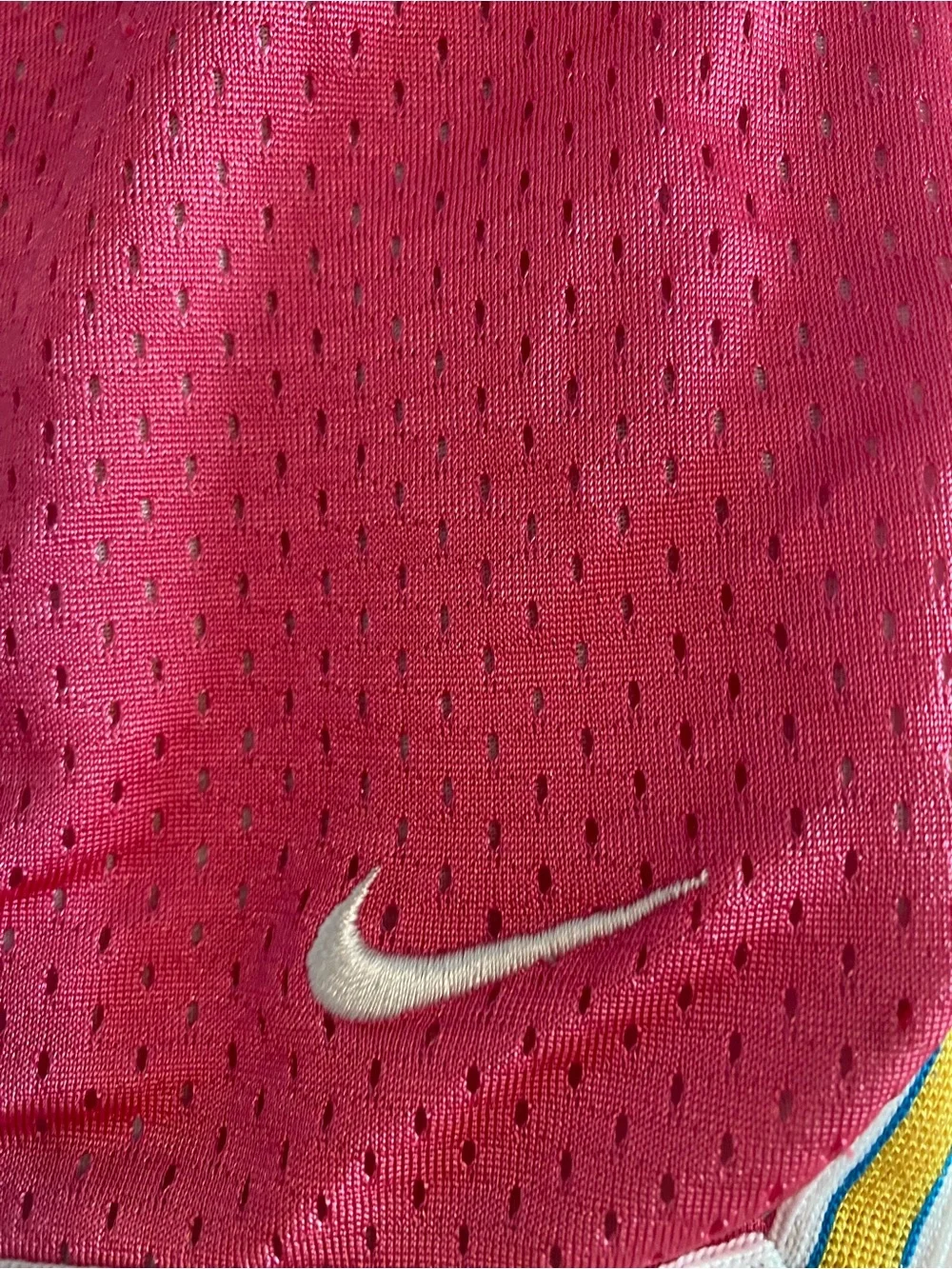Nike Pink Athletic Mesh Shorts with Yellow & White Trim